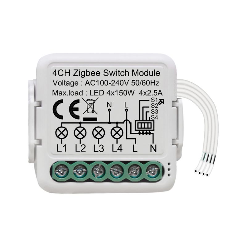 Tuya Zigbee Smart-schaltermodul – 4-wege – Timer – App-fernsteuerung – Google Home Sprachsteuerung – Gateway Erforderlich