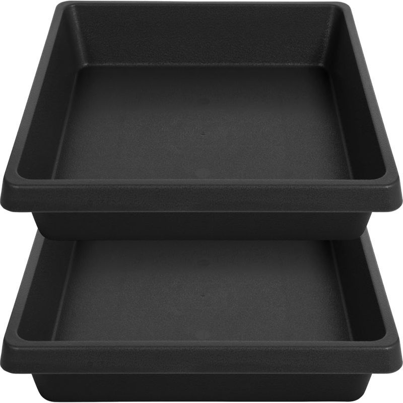Set Mit 2 Quadratischen Untersetzern, Große, Extra Tiefe Kunststoffuntersetzer, Wasserauffangschalen, Untersetzer Für Blumentöpfe, Untersetzer Für Topfpflanzen Im Innen- Und Außenbereich