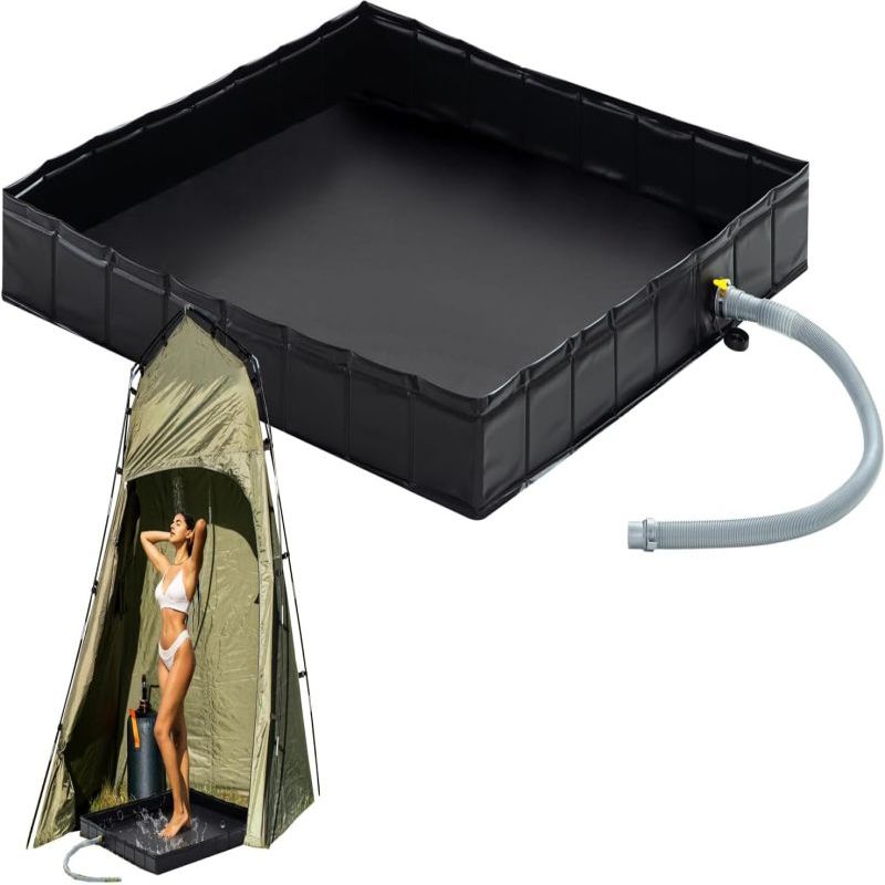 Tragbare Duschwanne, 41" X 41" X 5" Faltbare Duschwanne Mit Abnehmbarem Abflussschlauch, Ideal Für Wohnmobile, Außen- Und Innenduschen.