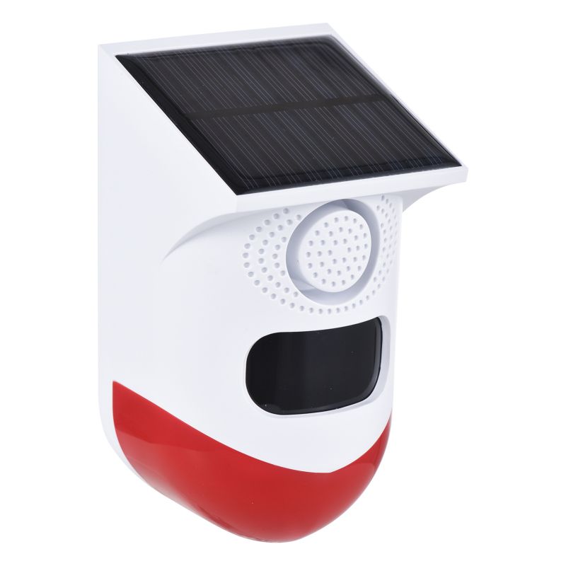 120 Db Laute Solar-außenalarmanlage Mit Ip65-bewegungsmelder – Leistungsstarke Sirene Und Blinkende Led, Wiederaufladbar