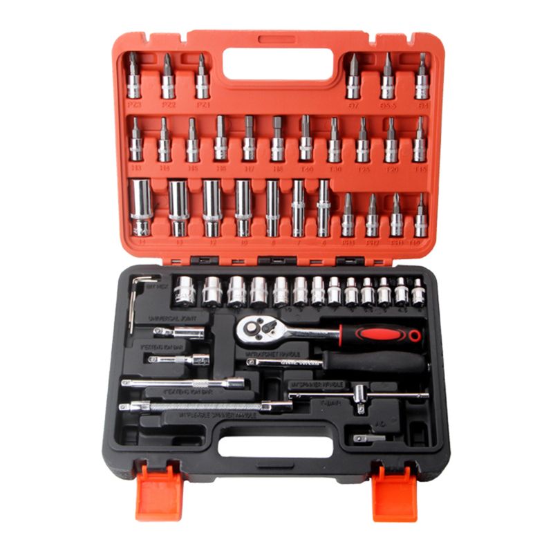 53-teiliges Set – Ratschenschlüssel, Steckschlüssel, 1/4″-schraubendreher – Aufbewahrungskoffer – Für Auto-, Motorrad- Und Heimwerkerreparaturen