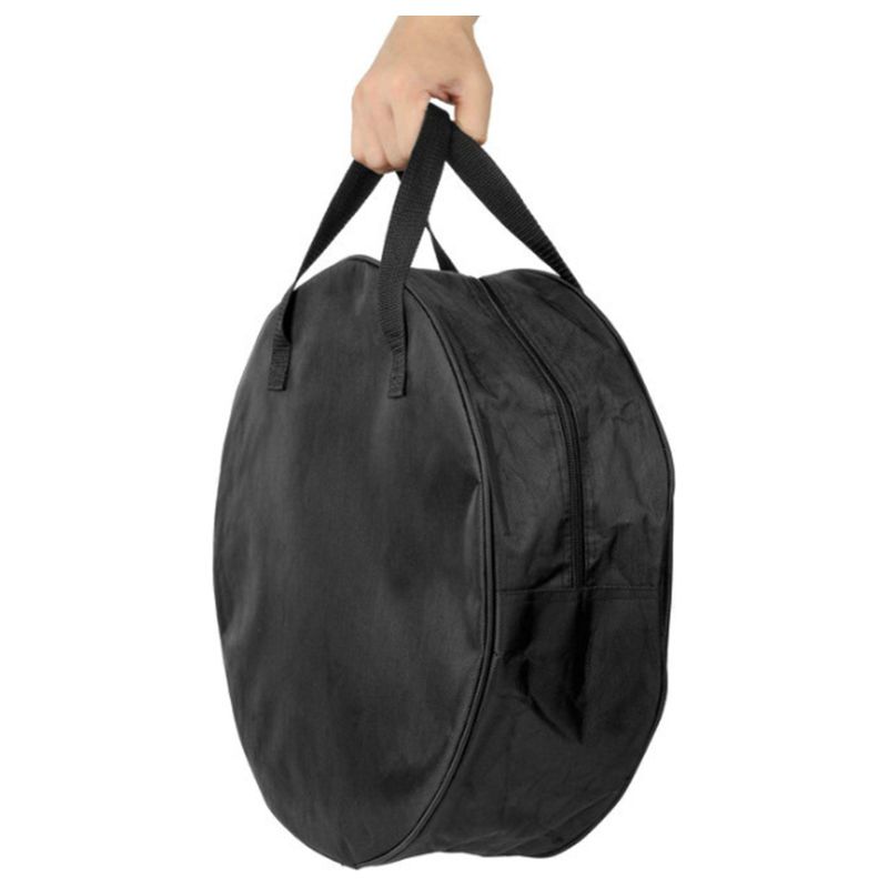 40 Cm (16 Zoll) Große Kabelaufbewahrungstasche Mit Tragegriff Und Doppelreißverschluss, Schwarz, Rund, Für Gartenschläuche, Ideal Für Wohnwagen Und Gartengeräte. Aus Robustem Ochsengewebe.