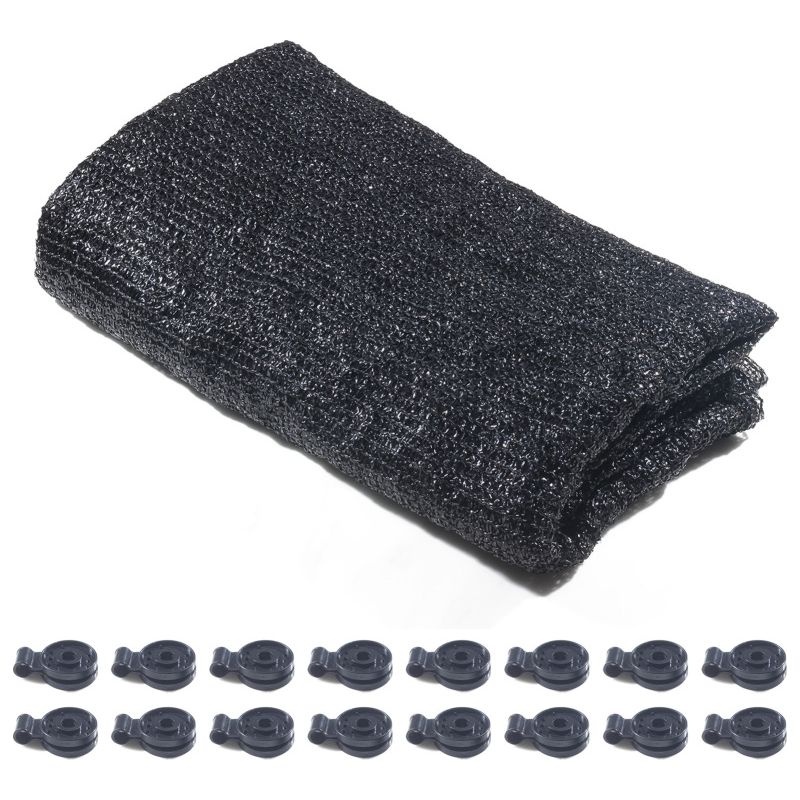 Sonnensegel Mit 16 Clips, 50% Sonnenschutz, Uv-beständiges Netzgewebe, 1,8 X 6 M, Schwarz, Ideal Für Pflanzen, Gewächshäuser, Gärten, Landwirtschaftliche Betriebe Und Schwimmbäder.