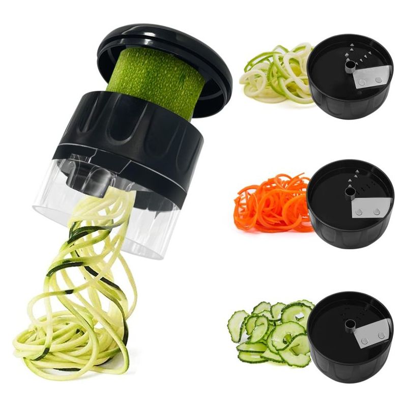 3-in-1 Spiralschneider Für Gemüse, Verstellbarer Spiralschneider Für Zucchini Und Karotten, Spiralschneider Für Gurken, Einfach Zu Bedienendes Küchengerät (schwarz)