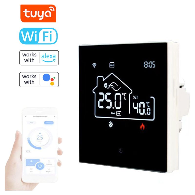 Tuya Wlan-smart-thermostat Für Die Zentrale Klimatisierung, Fußbodenheizung Und Umfassende Temperaturregelung. Digitales Display Und Mobile App Kompatibel Mit Google Play.