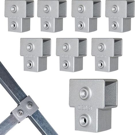 Set Mit 8 Quadratischen T-stücken 25x25 Mm, Verbinder Für Vierkantrohre, Zäune, Geländer, Endflansche, Befestigungszubehör