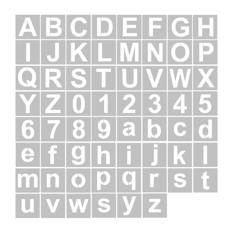 62 Schablonen (7,6 Cm) Für Buchstaben Und Zahlen. Wiederverwendbare Und Abwaschbare Schablonen Aus Umweltfreundlichem Pet. Geeignet Für Bastelarbeiten, Malerei Auf Holz, Stoff, Wänden, Türen Und Für D