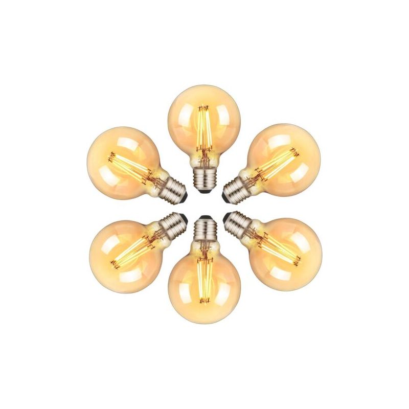 E27 Led-glühbirnen, 6er-pack Vintage-edison-glühbirnen, 6 W (entspricht 60 W), 2200 K, Warmweißes Glühfaden-led, Retro-dekorationslampe Für Zuhause, Restaurant, Café, Bar