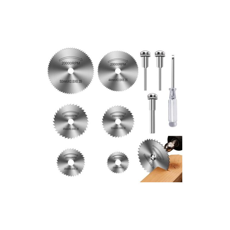 Hss-trennscheiben 22–50 Mm – Mini-kreissägeblätter Für Holz, Kunststoff, Metall – 6 Stück Mit Dornen Und Schraubendreher
