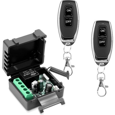 Télécommande Sans Fil 220 V 230 V 1 Kana Avec Récepteur Relais Et 2 Émetteurs Porte-clés Contacts Sans Potentiel Contrôleur De Relais Pour Portes De Garage, Lumières Et Appareils Électriques