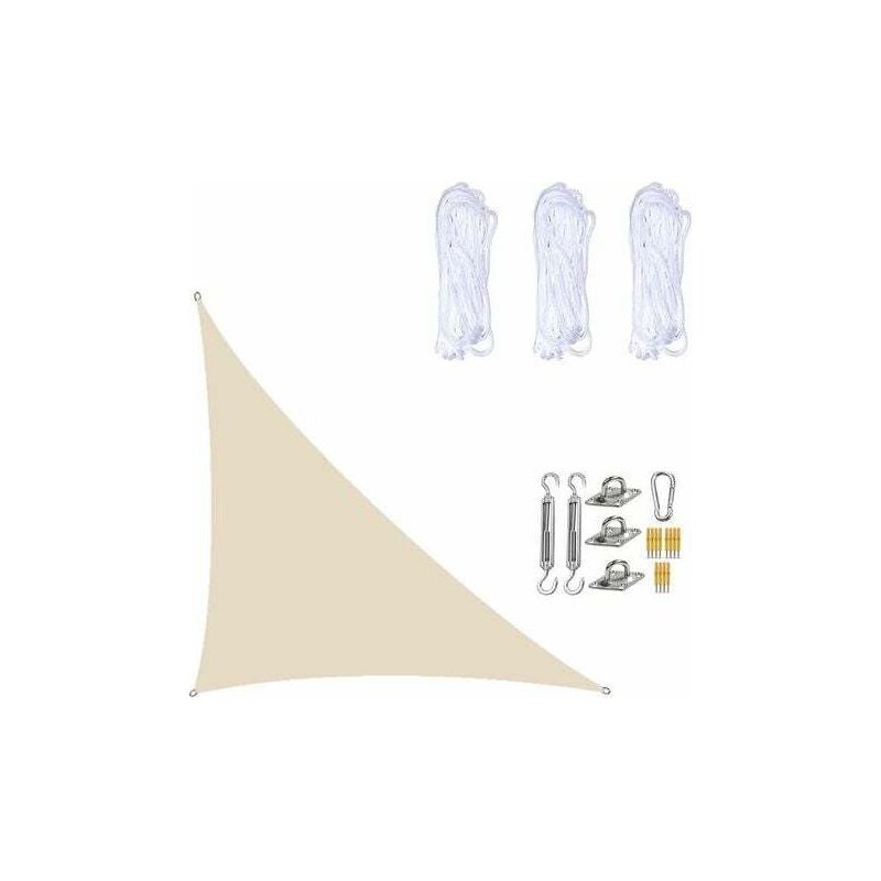 Wasserdichtes, Dreieckiges Sonnensegel 3x4x5 M – 160 G/m² Polyethylengewebe – 90 % Uv-schutz – Einfache Montage Mit Zubehör
