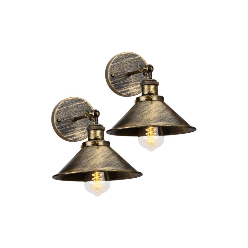 (2x) Retro-wandleuchte Ø22cm, Vintage-wandleuchte Für Den Innenbereich, Schlichte Metall-wandleuchte (bronze), E27, Für Innenbeleuchtung