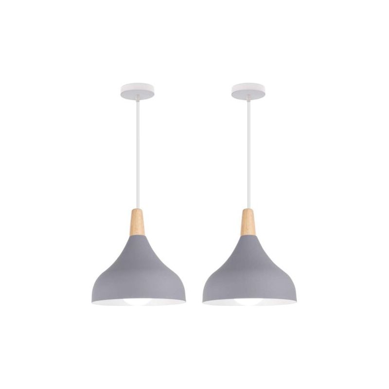 (2 Stück) Moderne Pendelleuchte, Minimalistischer Kronleuchter Mit Metallschirm, Grau, Für Schlafzimmer, Küche, Büro, E27