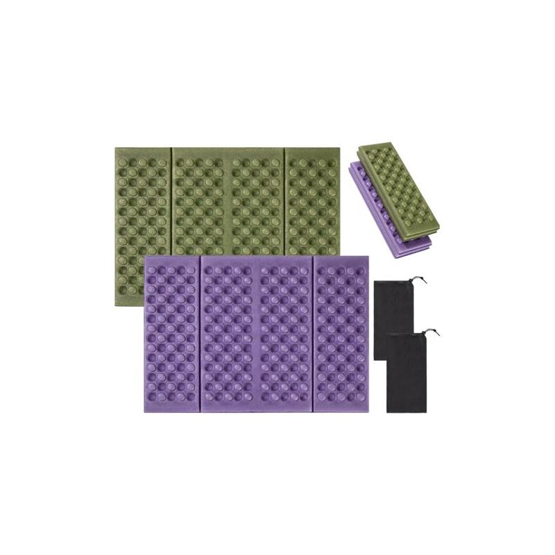 Faltmatte, Tragbares Sitzkissen, Ultraleichte Xpe-schaumstoff-bodenmatte Für Camping, Picknick, Wandern, Angeln, Strand, 2 Stück (grün Und Lila)