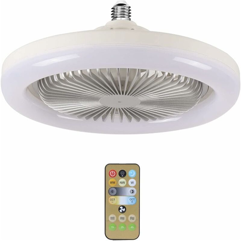 Led-deckenventilator – 30 W – 25 Cm (10 Zoll) – Einstellbare Farbtemperatur (2800 K Bis 6500 K) – 3 Geschwindigkeitsstufen – Kabellose Montage An Einer E27-fassung – 1 Stück