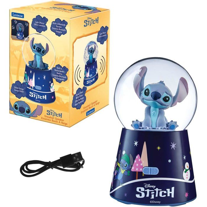 Bluetooth Speaker - Lexibook - Disney Stitch - Stitch Snow Globe - Blue - Usb-c Rechargeable - Decorative Design