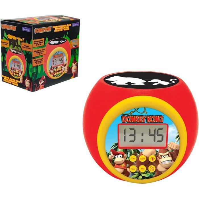 Projector Alarm Clock - Lexibook - Donkey Kong - Alarm And Snooze Function - Nightlight With Timer - Lcd Screen - Batteries Not Included