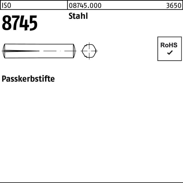 Passkerbstift ISO 8745 Stahl blank ø2,5 x 18mm