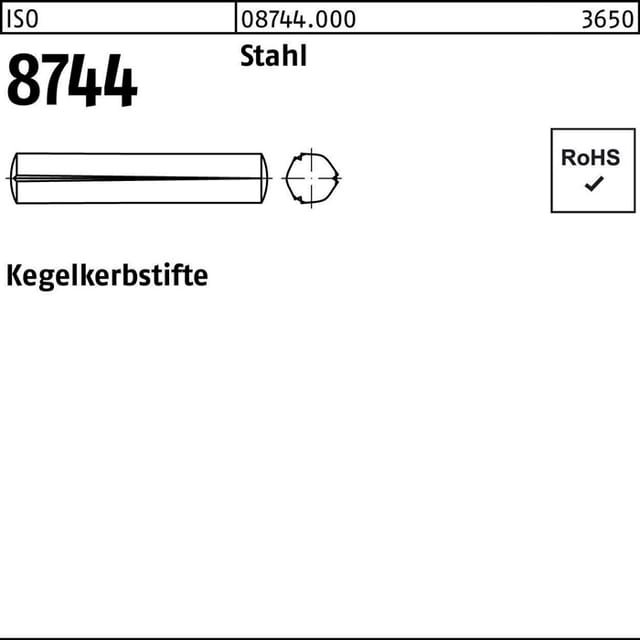 Kegelkerbstift ISO 8744 Stahl blank ø6 x 55mm