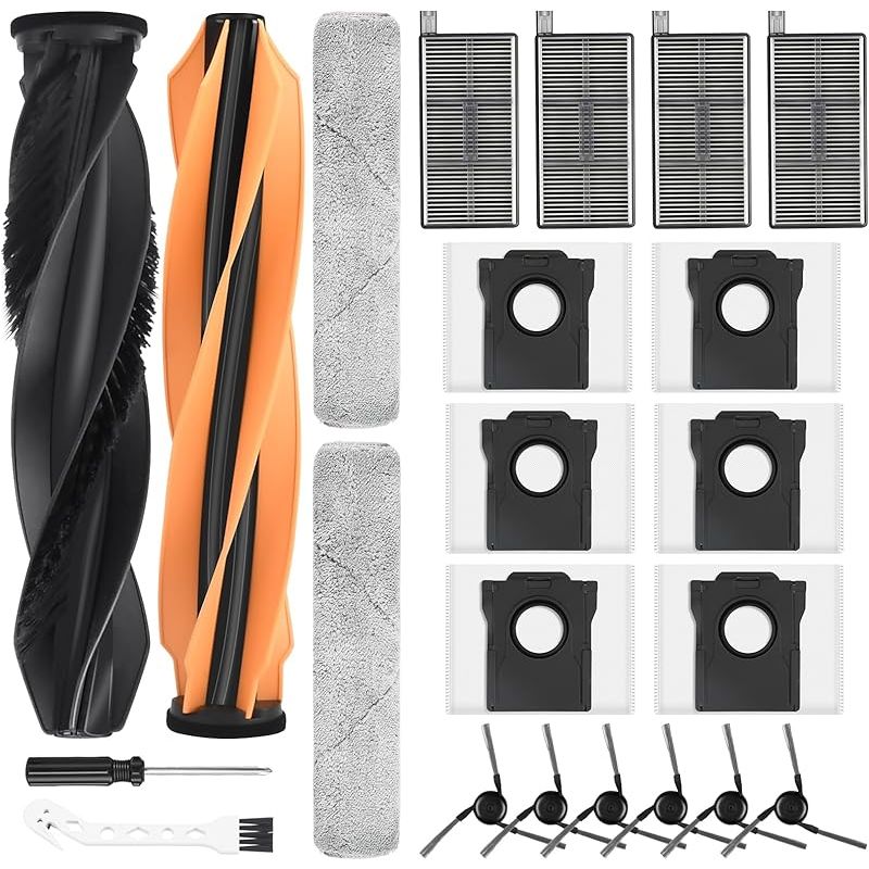 Set Mit 22 Zubehörteilen Für Den Dreame Aqua10 Ultra Track Complete Saugroboter: 2 Hauptbürsten, 6 Staubbeutel, 2 Reinigungswalzen, 4 Filter, 6 Seitenbürsten, 1 Staubpinsel