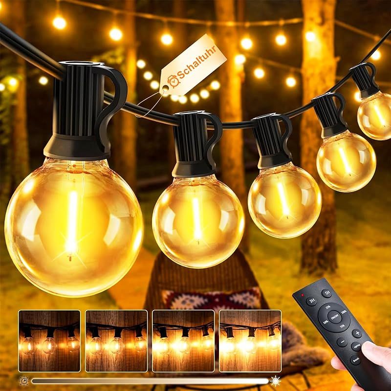 Vuszr Lichterkette Led Außen Strom Outdoor - 45m 150ft G40 Glühbirnen Garten Beleuchtung Balkon Lichterketten Aussen Ip44 Wetterfest Pavillon String Lights Mit Fernbedienung Für Terrasse Party