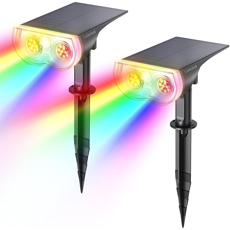Vuszr Bunt Solarlampen Für Außen, Rgb+weiß Solar Strahler Garten Mit 10 Lichtmodi, Solar Außenleuchte 2 In 1 Montage, Dusk To Dawn Ip65 Solarleuchte Starray Für Bäume, Vorgarten, Hof, 2 Stück