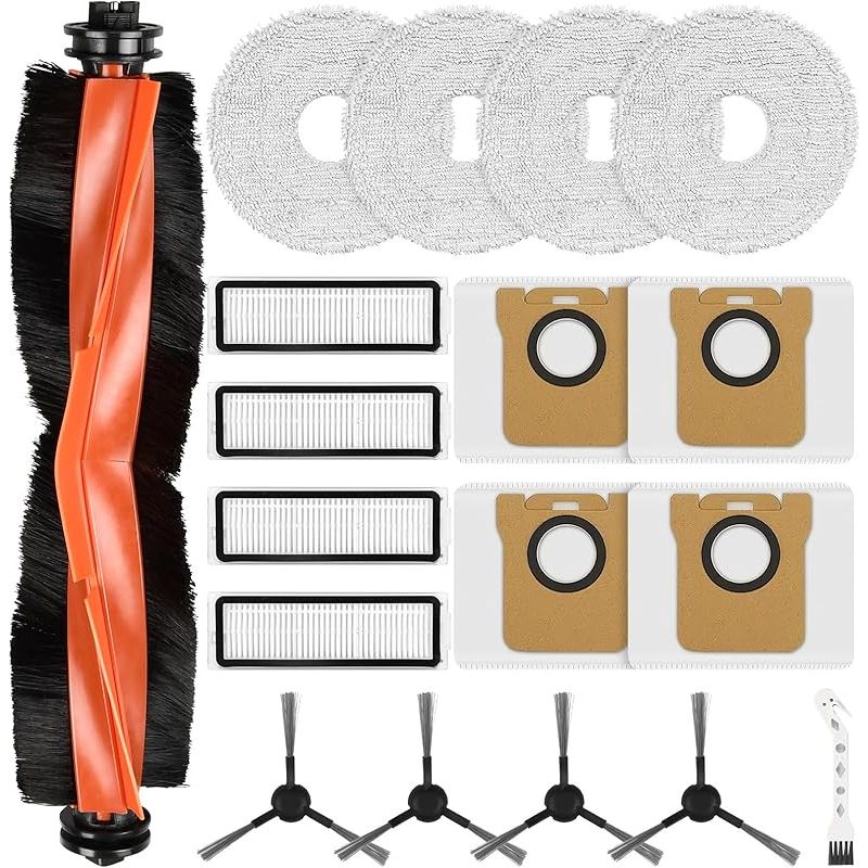 Set Mit 18 Zubehörteilen Für Xiaomi Saugroboter X20 Max / X20 Pro, Ersatzteile Inklusive 1 Hauptbürste, 4 Reinigungspads, 4 Staubbeutel, 4 Filter, 4 Seitenbürsten