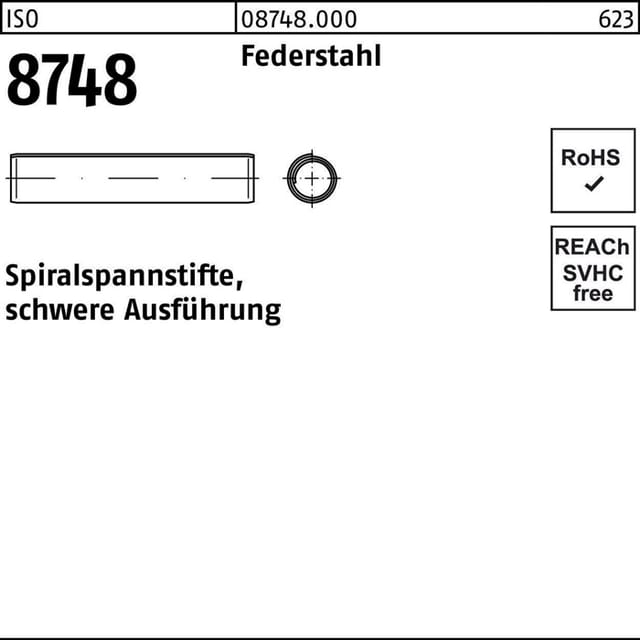 Spiral-Spannstift, schwere Ausführung ISO 8748 Federstahl blank 2,5 x 24mm