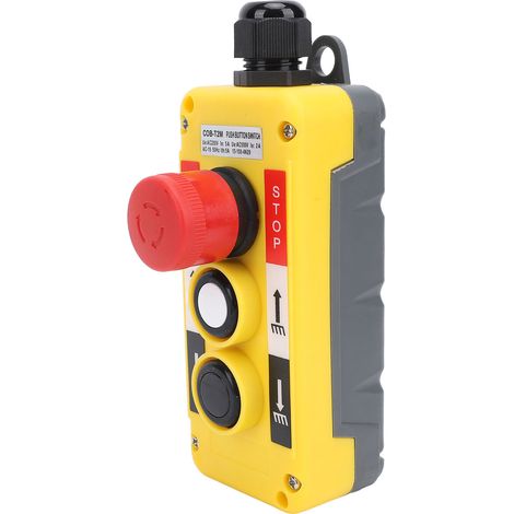 Télécommande Industrielle À 2 Touches Pour Palan De Grue, Étanche Ip68, Avec Arrêt D'Urgence Et Interrupteur À Bouton-poussoir.