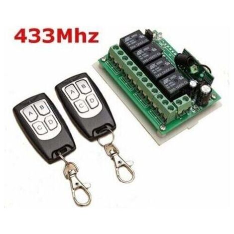 433mhz Wireless Channel Remote Control Dc 12v 4 Channels Remote Rf Relay Switch 2 Transmitters + 1 Receiver For Garage Door/gate Alarm