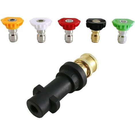 Pressure Washer Adapter, To 6.35mm Quick Connect For Karcher K2-k7, With 5 Pressure Washer Nozzle Tips, Multiple Degree, 2.5 Gpm