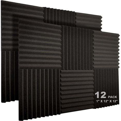 Lot De 12 Panneaux Acoustiques 30,5 X 30,5 X 2,5 Cm – Mousse Haute Densité – Absorption Sonore Pour Studios Et Bureaux – Résistants Au Feu
