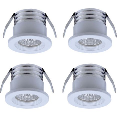 Lot De 4 Mini Spots Led Encastrables 3 W – Lumière Chaude 3000k – Aluminium Avec Verre Mat – Pour Éclairage Intérieur – Ip22