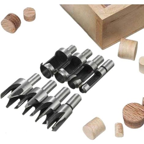 Set De 8 Fraises À Bouchonner En Acier Carbone – Tailles 6/10/13/16mm – Pour Bouchons En Bois Coniques – Compatible Perceuses À Tige Ronde