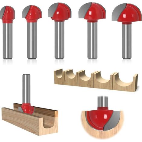 Fraises À Fond Rond Pour Défonceuse – Lot De 5 – Diamètre De Tige 8mm – Pour Bois Dur Et Matériaux Composites – Coupe Précise Et Nette
