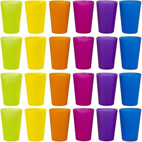 24 Gobelets En Plastique Réutilisables, 6 Gobelets En Plastique De Couleurs Vives Pour Enfants, Camping