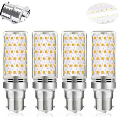 Ampoule Led Mais B22 16w Blanc Froid 6000k,betterlife 1600lm, Équivalent Halogène B22 100w-120w, Ac 230v, Ampoule B22 Pour Garage/studio, Non-dimmable, Lot De 4 [classe Énergétique A] Zhuoxuan