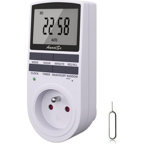 Minuterie De Prise Numérique Programmable – Écran Lcd 5,7 Cm – Mode Aléatoire Antivol – 10 Programmes On-off – Économie D'Énergie