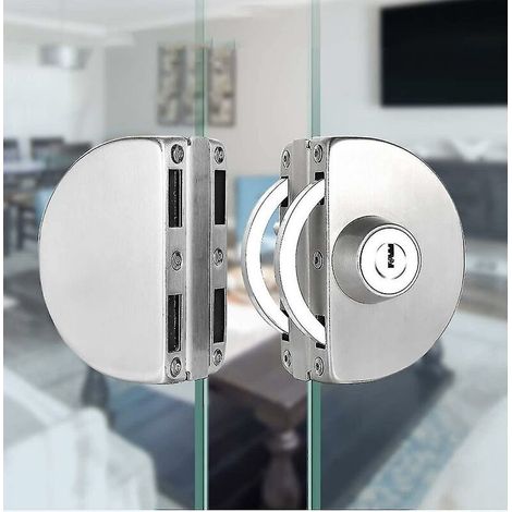 Qrity Serrure De Porte En Verre En Acier Inoxydable Sans Perçage, Serrure De Porte En Verre Double, Serrure De Porte En Verre Centrale, Porte En Verre Coulissante Double, 1 Pièce