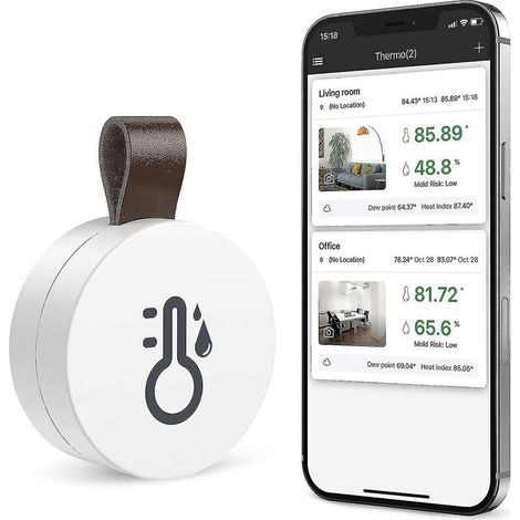 Hygromètre Thermomètre Sans Fil , Mini Capteur De Température D'Humidité Bluetooth 5.0 Oria Avec Exportation De Données Et Alertes