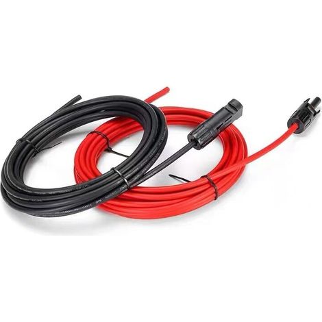 5 Mètres 12 Awg Câble D'Extension Pour Panneau Solaire Avec Connecteurs Mc4 Femelle Et Mâle Kit D’adaptateur (5m Rouge + 5m Noir)