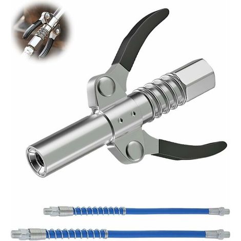 Embout Pompe A Graisse, Pompe A Graisse Pneumatique Electrique Manuelle Avec Tuyau Flexible, Coupler G Pour Pompe À Graisseur Convient Pour Tous Types De Presses À Graisse (double Poignée)