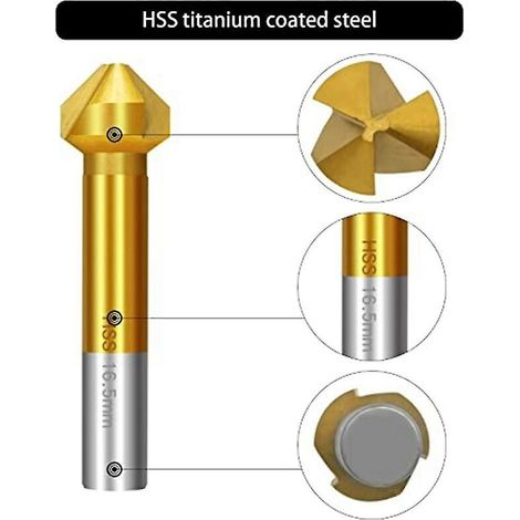 6pcs 90 Countersink Set Hss Countersink Set, Titanium 6.3-20.5 Mm Countersink Drill With 1 Automat