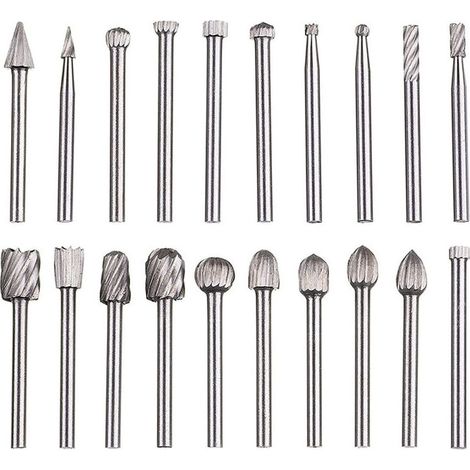 Jeu De 20 Limes Rotatives Hss En Carbure – Tiges De 1/8' (3 Mm) – Pour Sculpture, Gravure, Perçage, Polissage Des Métaux