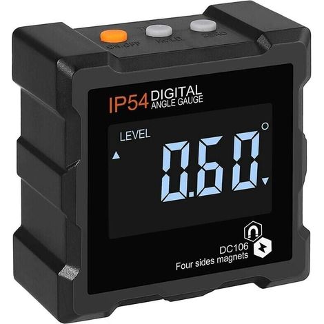 Inclinomètre Numérique Lcd 360° Inclinomètre Numérique Magnétique Inclinomètre Électronique, Arrêt Automatique, Avec Rétroéclairage Magnétique, 4 Côtés Magnétiques, Étanche Ip54 (avec Piles)