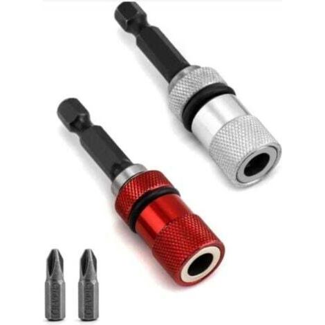 2pcs Porte-embouts Magnétique Avec Butée De Profondeur, Tige Hexagonale 1/4", Comprend 2 X Ph2 Embouts Visseuse A Placo