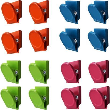 Lot De 16 Clips Magnétiques En Métal – Aimants Antirouille Pour Réfrigérateur Et Tableau Blanc – 4 Couleurs Variées Pour Bureau Et École 1000 Pcs
