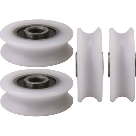 4pcs 4x20x6.5x7.4mm White Inner Dia 4mm U-groove Nylon Pulley Wheel For Sliding Door--