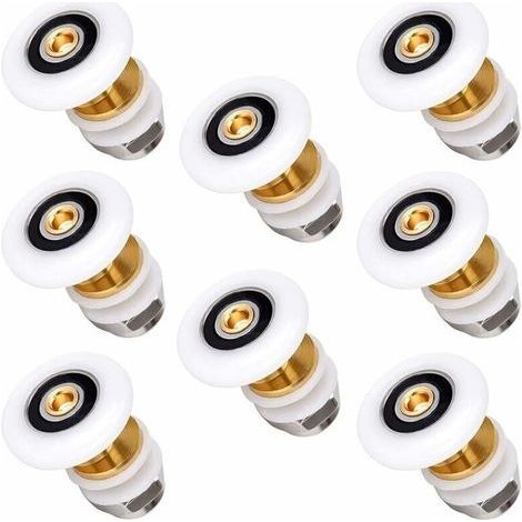 Lot De 8 Roulettes De Porte De Douche 25 Mm, Roulements De Roulette De Porte De Douche Coulissante, Poulie Excentrique Pour Porte De Douche Coulissante, Convient À La Plupart Des Portes De Douche, Cub