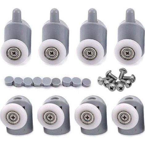 8 Pièces Roulettes Pour Porte De Douche Galet Porte Coulissante De 23 Mm Pour Porte Douche Salle De Bain 4 Roulettes Supérieures Et 4 Roulettes Inférieures